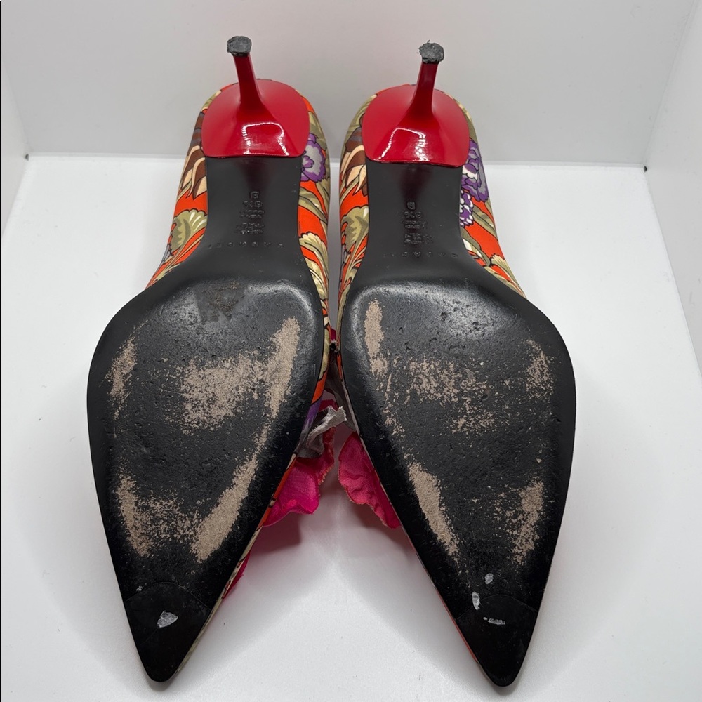 CASADEI Maui Italian Made Pumps Heels Stiletto Leather Sole 8.5 Floral Tropical - Picture 7 of 10